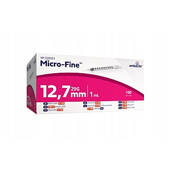 MICROFINE Insulinová stříkačka 1ml U100 BD 100 kusů (Chirurgické pomůcky)