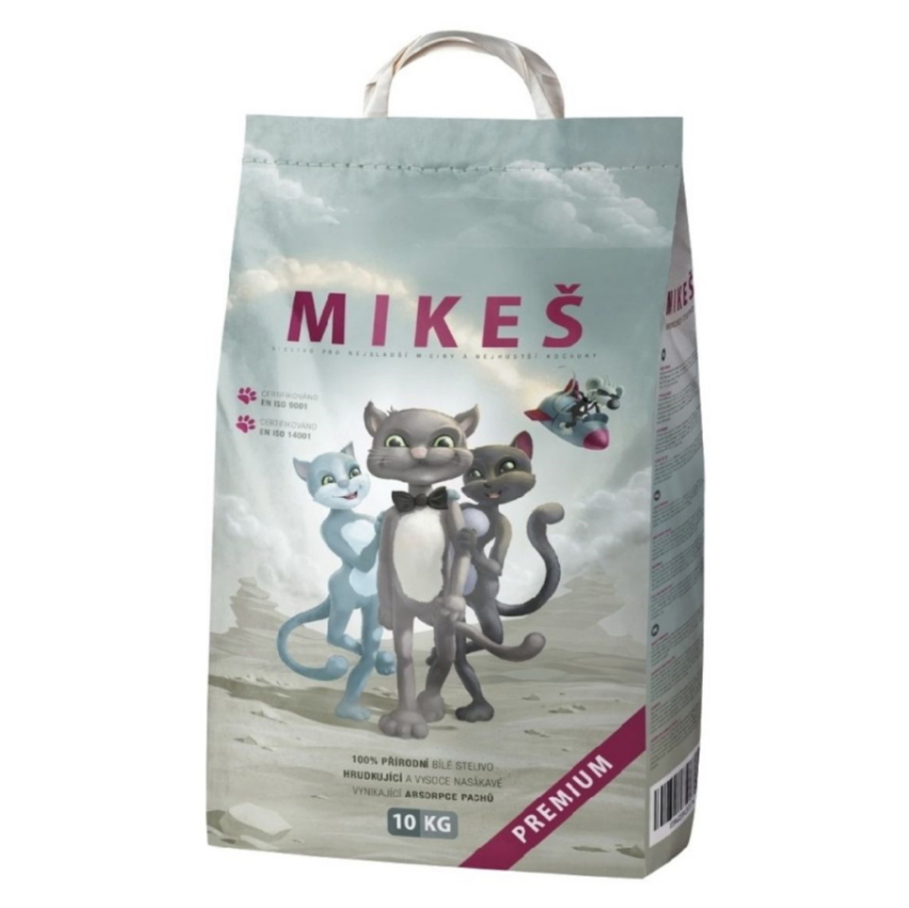 E-shop MIKEŠ Premium bílé hrudkující stelivo pro kočky 10 kg