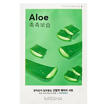 MISSHA Airy fit sheet mask aloe plátýnková maska 19 g (Korejské pleťové masky) - Hydratační, Vyživující, Zklidňující
