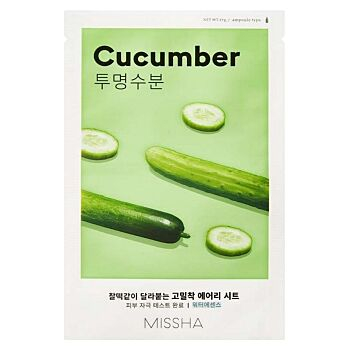 MISSHA Airy fit sheet mask cucumber plátýnková maska 19 g (Korejské pleťové masky) - Hydratační, Rozjasňující, Zklidňující