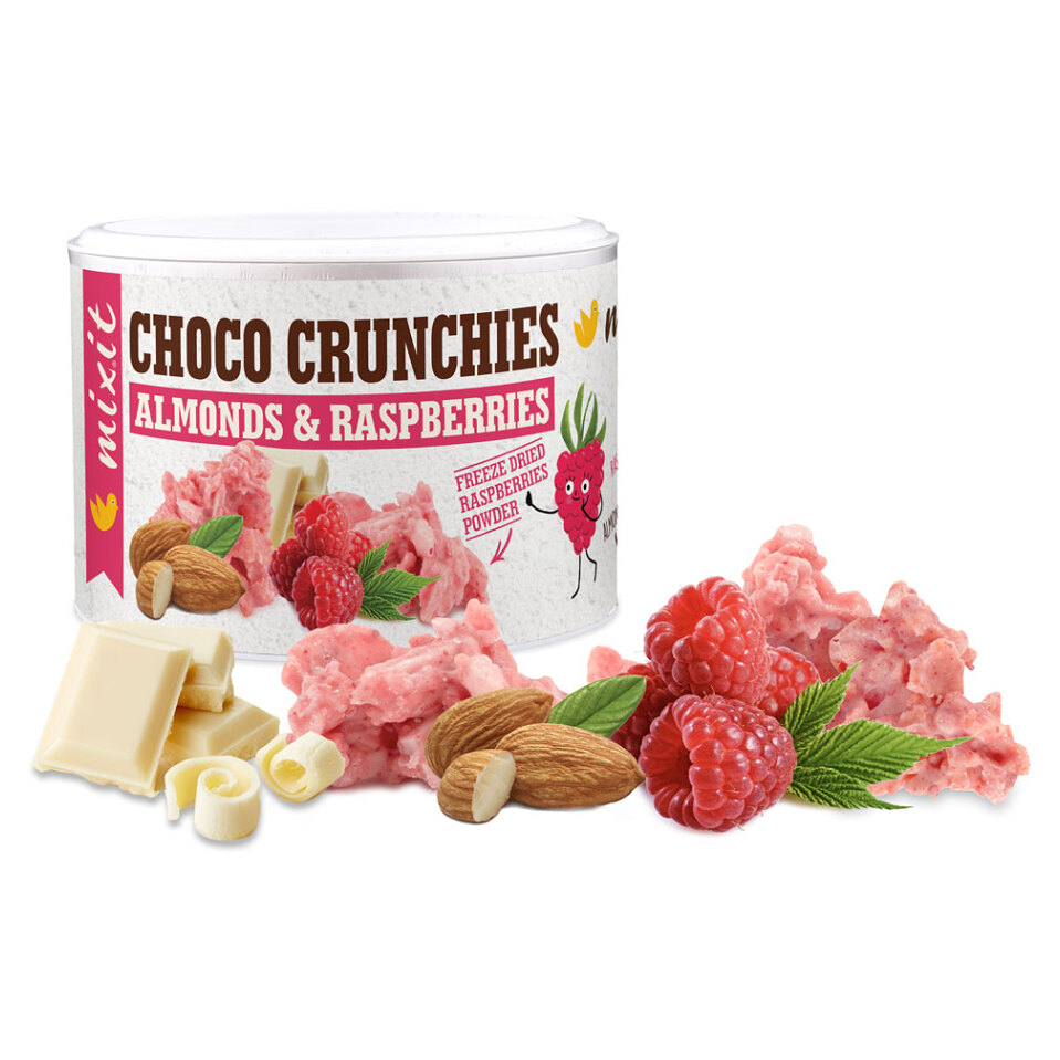 E-shop MIXIT Crunchies malinové čokohrudky s mandlemi 140 g
