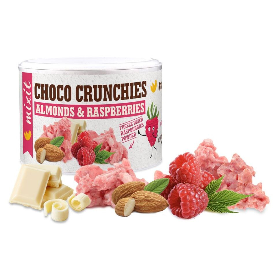 MIXIT Crunchies malinové čokohrudky s mandlemi 140 g