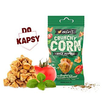 MIXIT Crunchy corn rajče a bazalka do kapsy 40 g (Zdravé křupky)