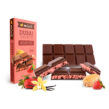 MIXIT Dubajská čokoláda s jahodovou náplní 70 g (Čokolády) - Mléčné