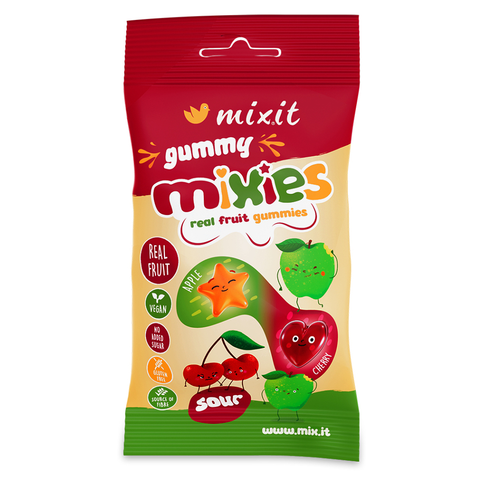 MIXIT Gummy mixies jablko a třešeň přírodní želé bonbóny 35 g