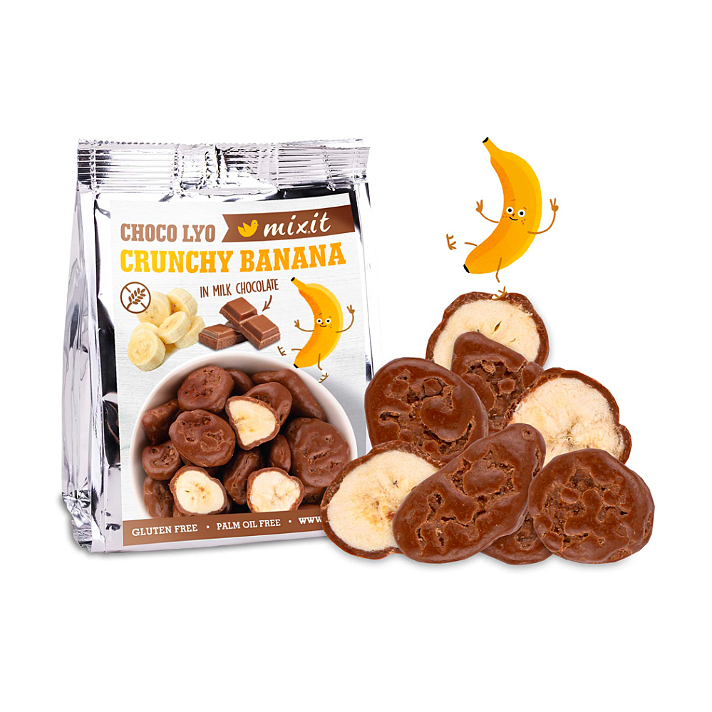 MIXIT Křupavé banánky v čokoládě do kapsy 70 g