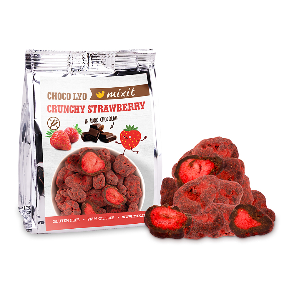 MIXIT Křupavé jahody v čokoládě do kapsy 60 g