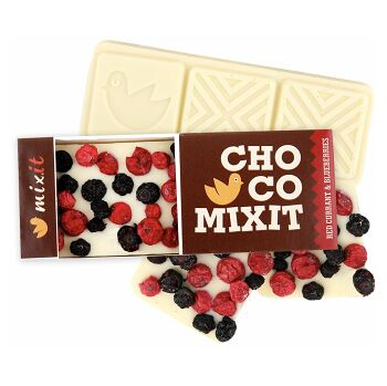 MIXIT Mini čokoláda bílá s červeným rybízem a borůvkami 50 g