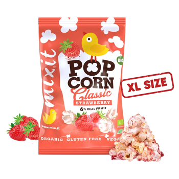 MIXIT Velký popcorn jahoda BIO 75 g (Zdravé křupky) - Sladké, BIO