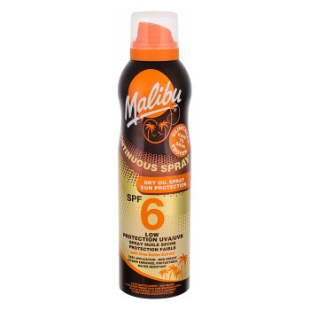 MALIBU Continuous Spray SPF6 Opalovací přípravek na tělo Dry Oil 175 ml