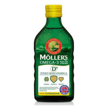 MÖLLERS Omega 3 D+ olej z tresčích jater s citronovou příchutí 250 ml