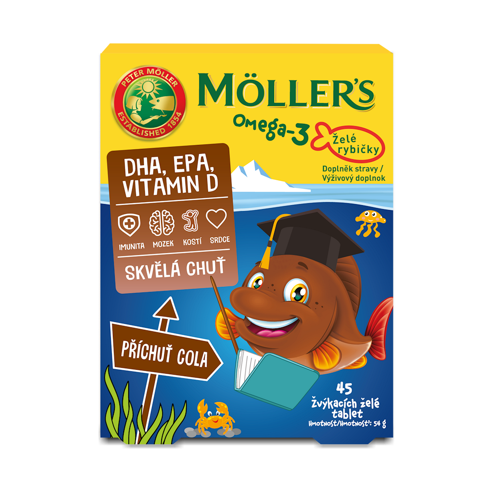 MÖLLER´S Omega 3 želé rybičky Cola 45 kusů