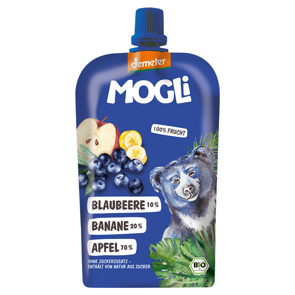 MOGLI Bio kapsička jablko banán borůvky 3r+ 120 g