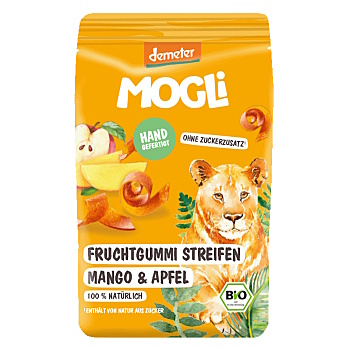 MOGLI Ovocné pásky s psylliem mango a jablko BIO 25 g (Ovocné plátky)