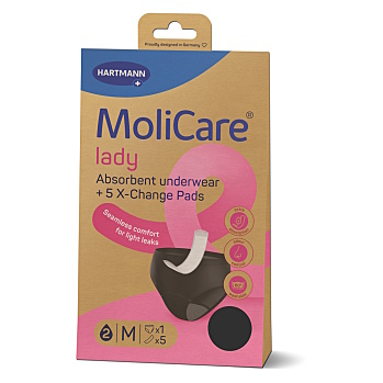 MOLICARE Lady absorpční spodní prádlo M 1 kus + vložky X-change 5 kusů (Pratelné inkontinenční prádlo)