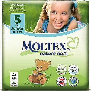 MOLTEX Nature No.1 Junior 11-25kg  26 ks, poškozený obal