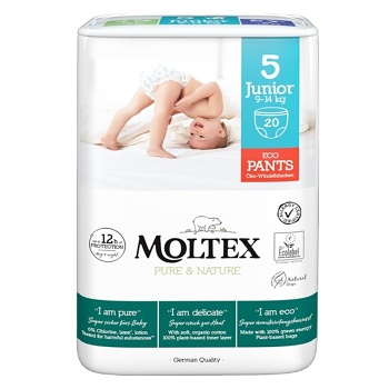 MOLTEX Pure & Nature Junior Natahovací plenkové kalhotky 9 -14 kg 20 ks