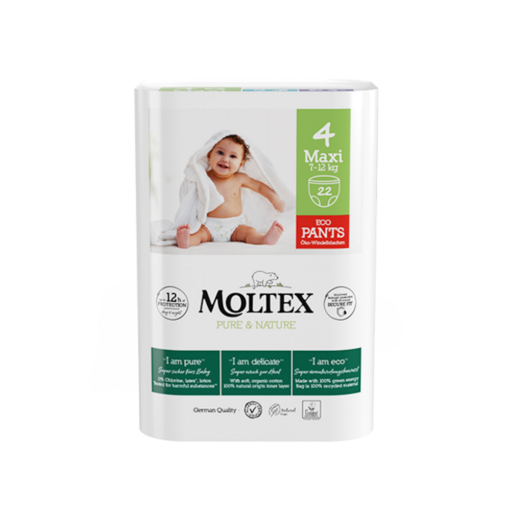 E-shop MOLTEX Pure & Nature Maxi Natahovací plenkové kalhotky 7-12 kg 22 kusů
