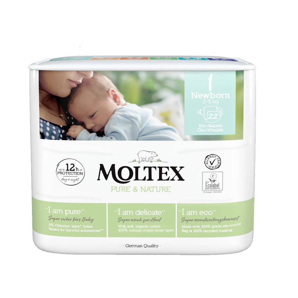 Levně MOLTEX Pure & Nature Newborn 2-5 kg 22 kusů