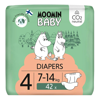 MOOMIN BABY 4 Eko pleny maxi 7–14 kg 42 kusů (Plenky 4 (7 - 18 kg)) - Ekologické