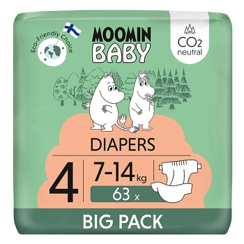 MOOMIN BABY 4 Eko plenky maxi 7-14 kg 63 kusů (Plenky 4 (7 - 18 kg)) - Ekologické