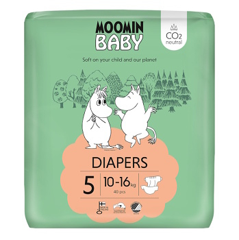 MOOMIN BABY 5 Eko pleny  maxi 10–16 kg 40 ks (Plenky 4 (7 - 18 kg)) - Ekologické