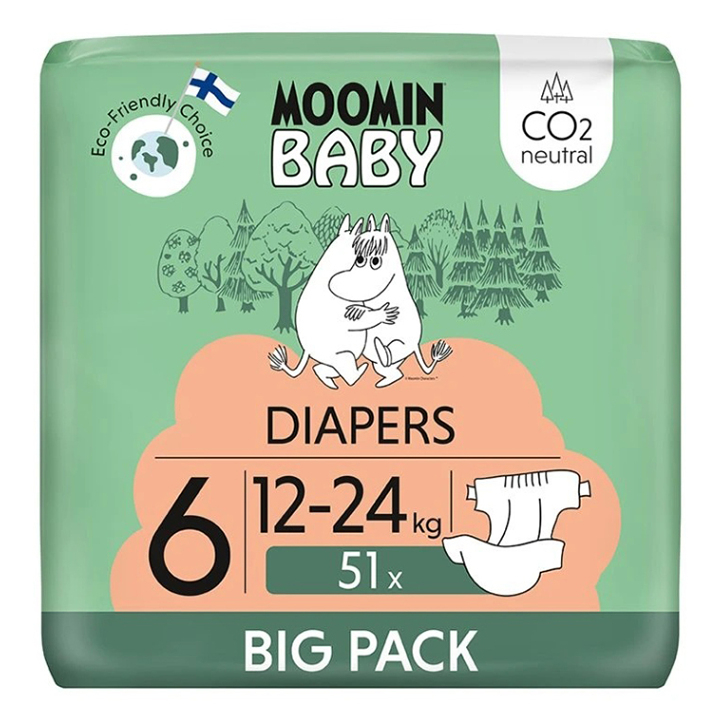 MOOMIN BABY 6 Eko plenky maxi 12-24 kg 51 kusů