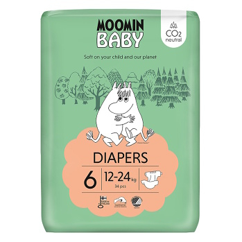 MOOMIN BABY 6 Eko pleny maxi 12–24 kg 34 ks (Plenky 5 (11 - 25 kg)) - Ekologické