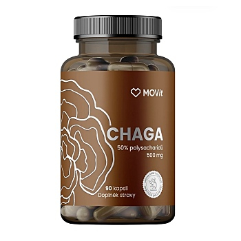 MOVIT Chaga 50 % polysacharidů 500 mg 90 kapslí (Chaga (čaga)) - Přírodní, Jednosložkové