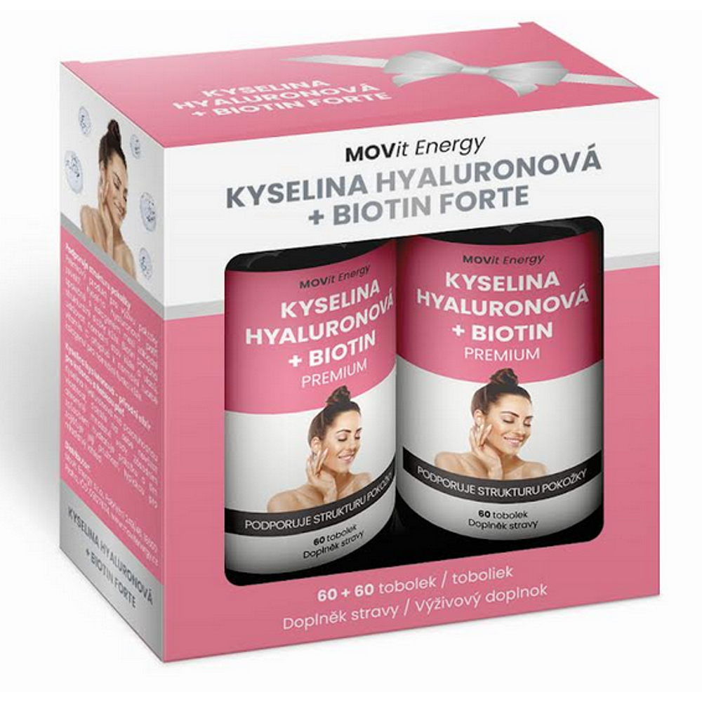 Levně MOVIT ENERGY Beauty dárkový balíček Kyselina hyaluronová + Biotin forte 60 + 60 kapslí