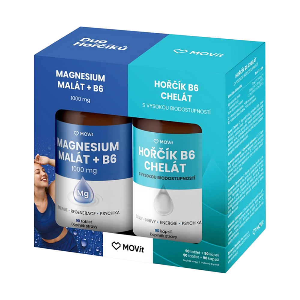 MOVIT ENERGY Duo Hořčíků - Malát & Bisglycinát, 90 tablet + 90 kapslí