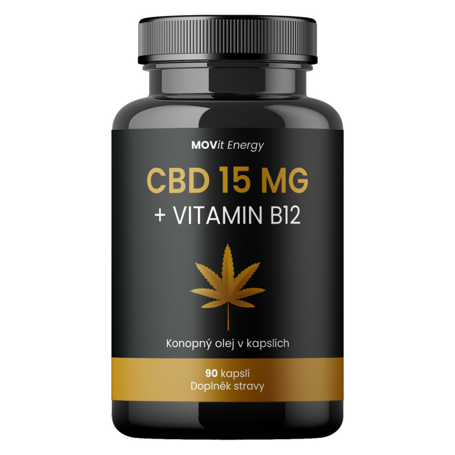 Levně MOVIT ENERGY Konopný olej 15 mg CBD + vitamin B12 90 kapslí