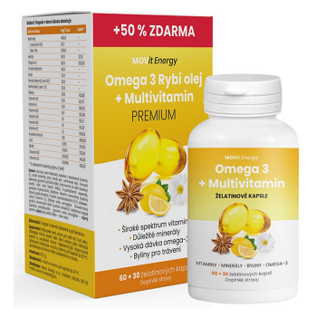 MOVIT ENERGY Omega 3 rybí olej + multivitamin premium 60+30 tobolek