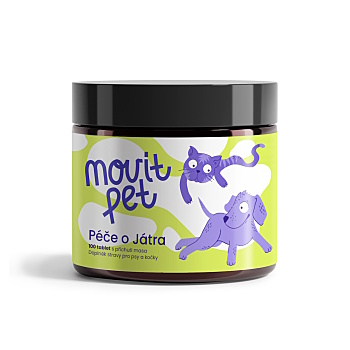 MOVIT ENERGY Pet péče o játra s příchutí masa 100 tablet (Veterinární doplňky stravy na ledviny, močové cesty a játra kočky) - Vícesložkové