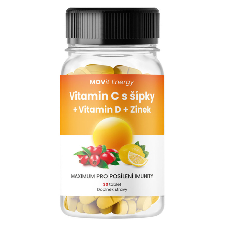 Levně MOVIT ENERGY Vitamin C 1200 mg s šípky + vitamin D + zinek premium 30 tablet