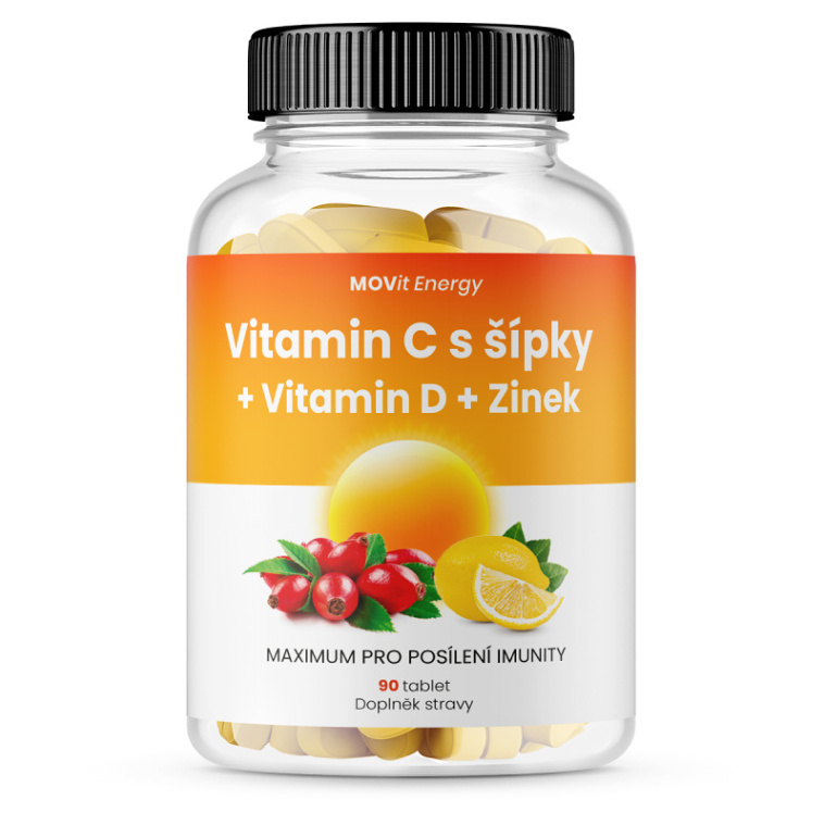 E-shop MOVIT ENERGY Vitamin C 1200 mg s šípky + vitamin D + zinek premium 90 tablet