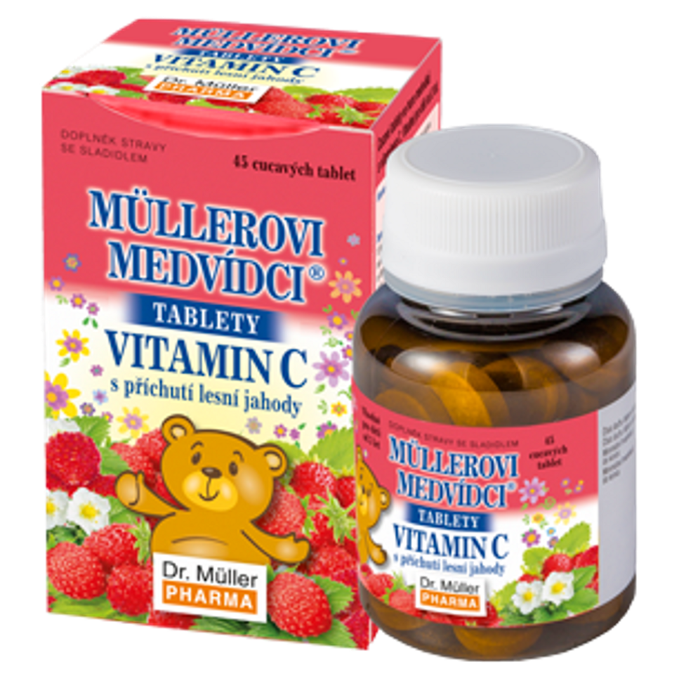 E-shop DR. MÜLLER Müllerovi medvídci s vitaminem C s příchutí lesní jahody 45 tablet