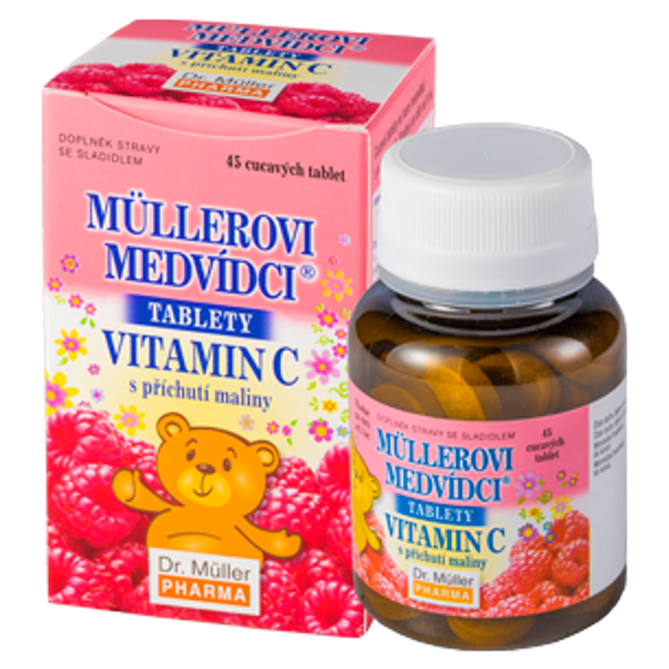 E-shop DR. MÜLLER Müllerovi medvídci s vitaminem C s příchutí maliny 45 tablet