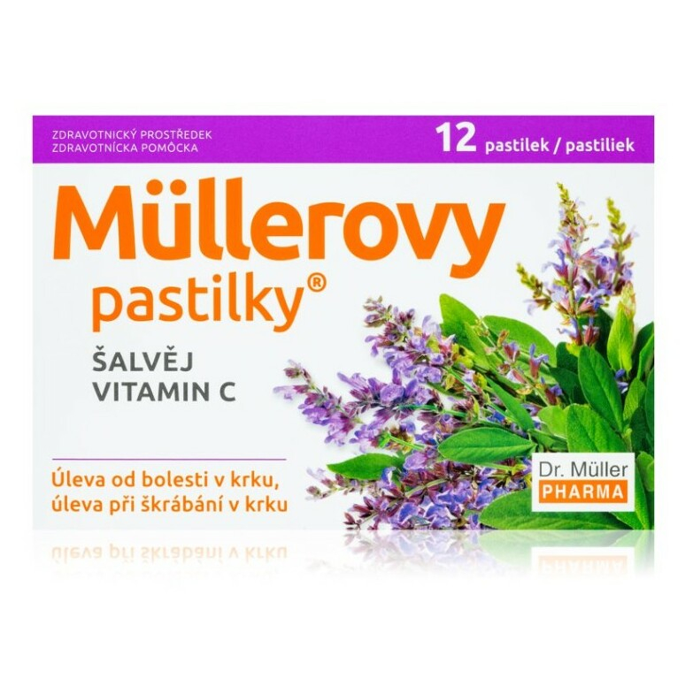 E-shop DR. MÜLLER Müllerovy pastilky šalvěj, vitamin C 12 ks