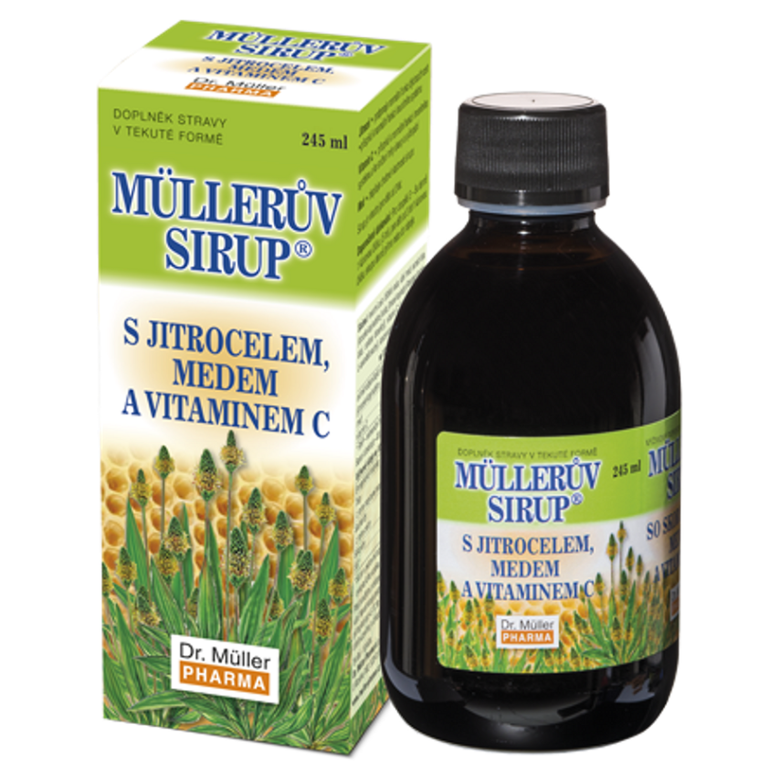 E-shop DR. MÜLLER Müllerův sirup s jitrocelem, medem a vitaminem C 245 ml
