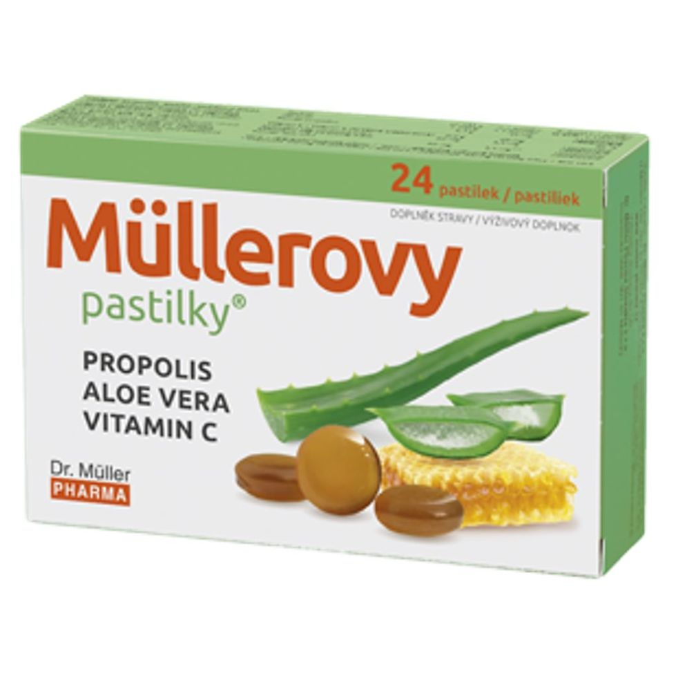 E-shop DR. MÜLLER Müllerovy pastilky s propolisem a aloe vera 24 ks
