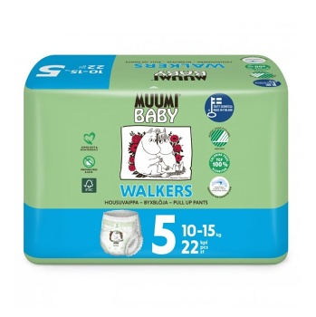 MUUMI BABY Walkers 5 Maxi+ 10-15 kg kalhotkové eko pleny 22 ks