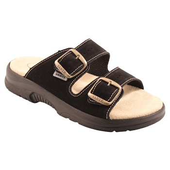 SANTÉ Zdravotní kožené pantofle s dvojitým páskem 1 pár, Velikost obuvi: 37 (Pracovní ortopedická obuv)