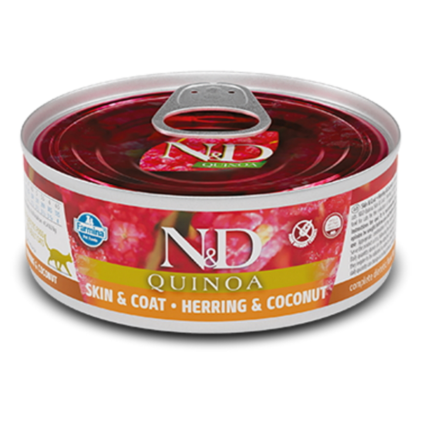 E-shop N&D Quinoa Herring & Coconut Adult pro dospělé kočky 80 g