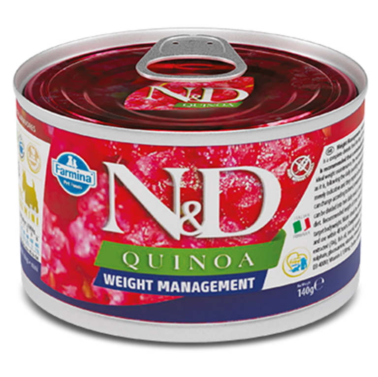 E-shop N&D Quinoa weight management lamb & brocolli mini pro malá plemena psů 140 g