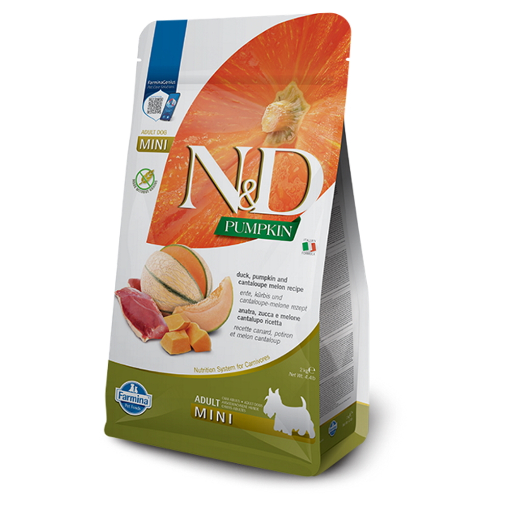 E-shop N&D Pumpkin Duck & Cantaloupe melon Adult Mini pro malá plemena psů 2 kg