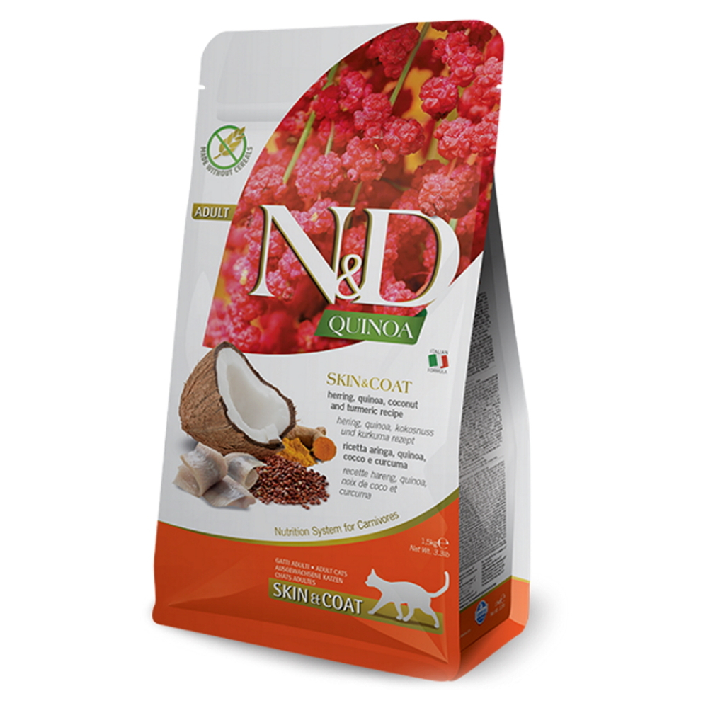 E-shop N&D Quinoa Skin & Coat Herring & Coconut pro kočky 1,5 kg