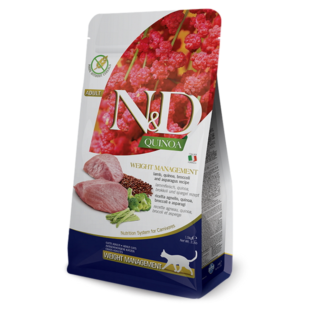 Levně N&D Quinoa Weight Management Lamb & Broccoli pro kočky 1,5 kg
