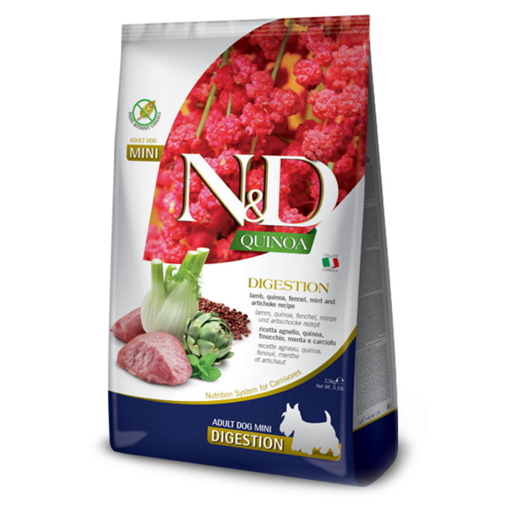E-shop N&D Quinoa Digestion Lamb & Fennel pro malá plemena psů 2,5 kg