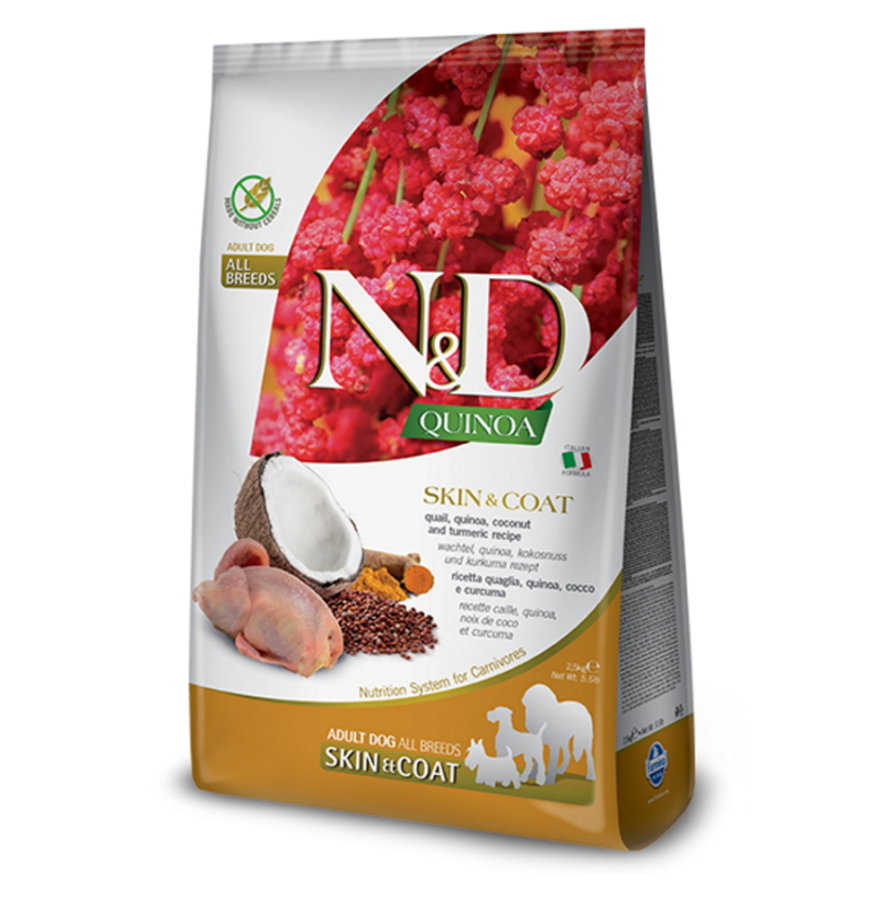 E-shop N&D Quinoa Skin & Coat Quail & Coconut pro psy 2,5 kg
